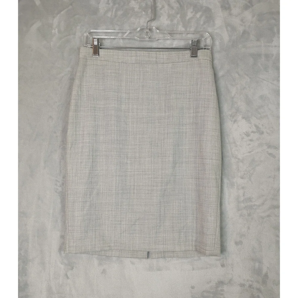 J.Crew No 2 Pencil Skirt Womens 2 Light Gray 100% Wool Textured 86013 SP14‎